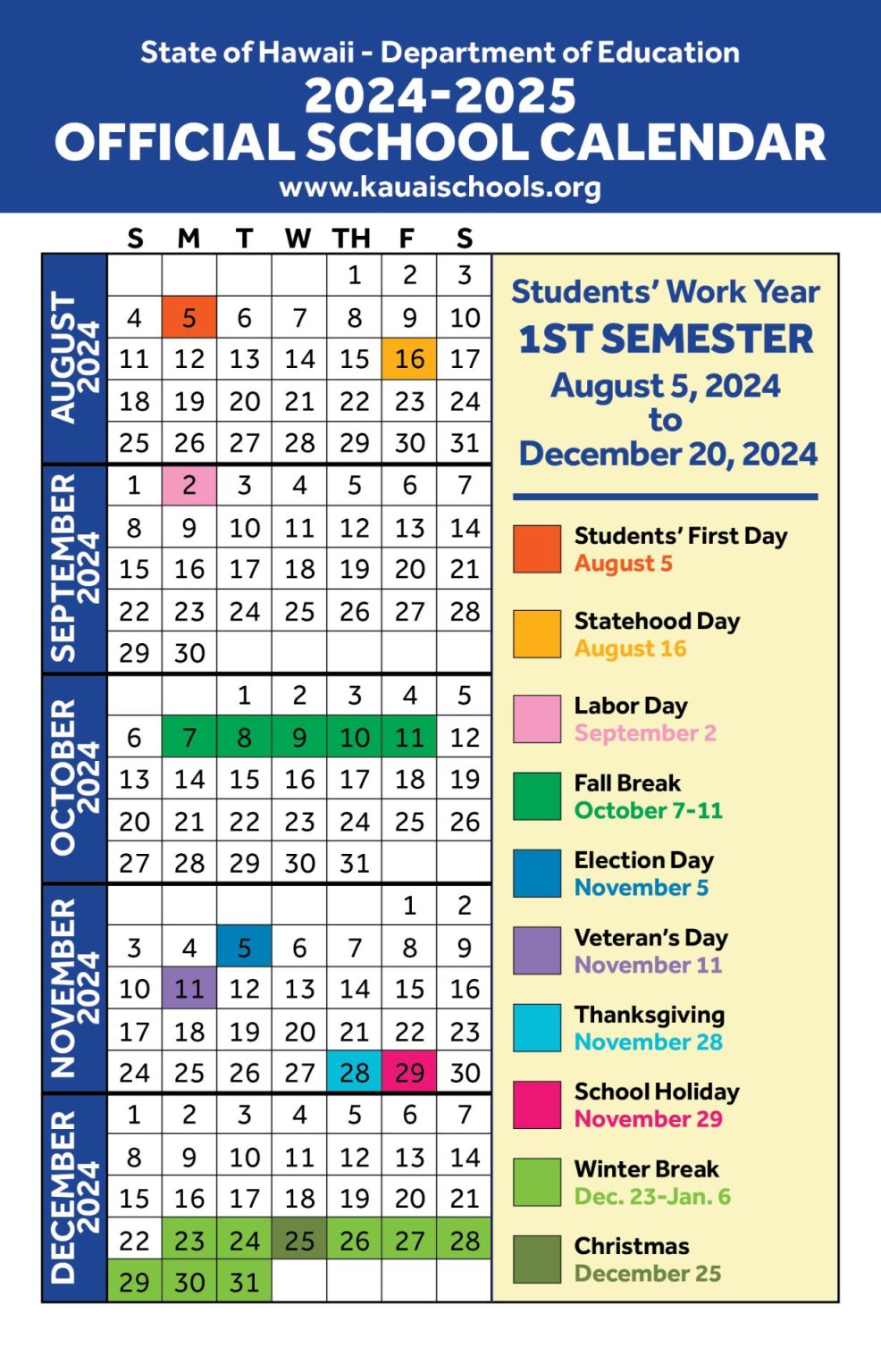 School Calendar - Kauai Family Magazine